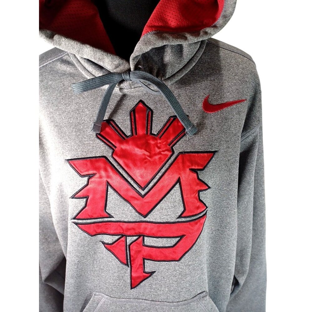 Rare NWOT Small Nike Manny Pacquiao Pullover Boxing Hoodie therma gray Men's S - Picture 7 of 10